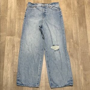 Womens Express 90’s Wide Leg Super High Rise Distressed Denim Jeans‎